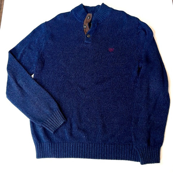 Mens Chaps Dark Blue pullover 3 button  long sleeve sweater VGUC Cotton - Picture 1 of 9